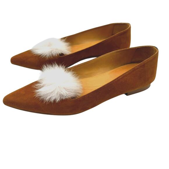 CHATELLES PARIS Womens 10 Tan Brown Isidore Camel Suede Slip On Flat Shoes Puff - Picture 2 of 7